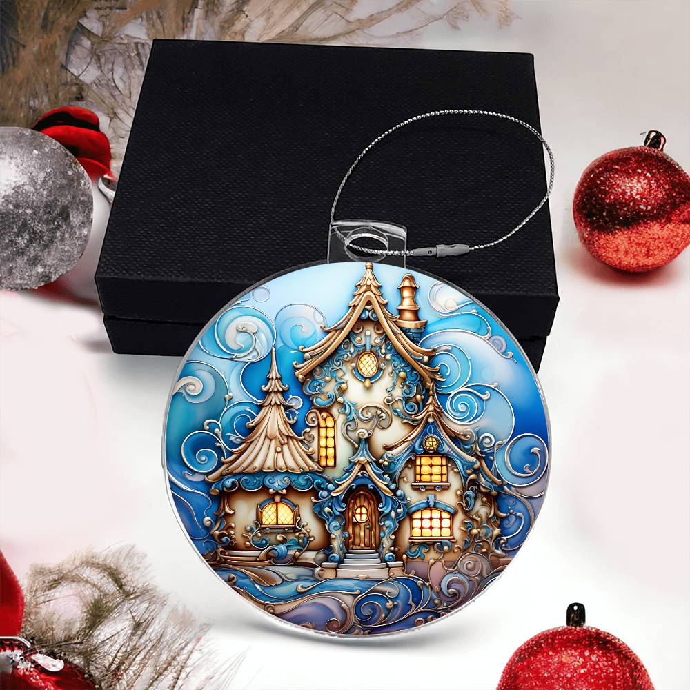 Blue Artic House Christmas Ornament - Vintage Inspired