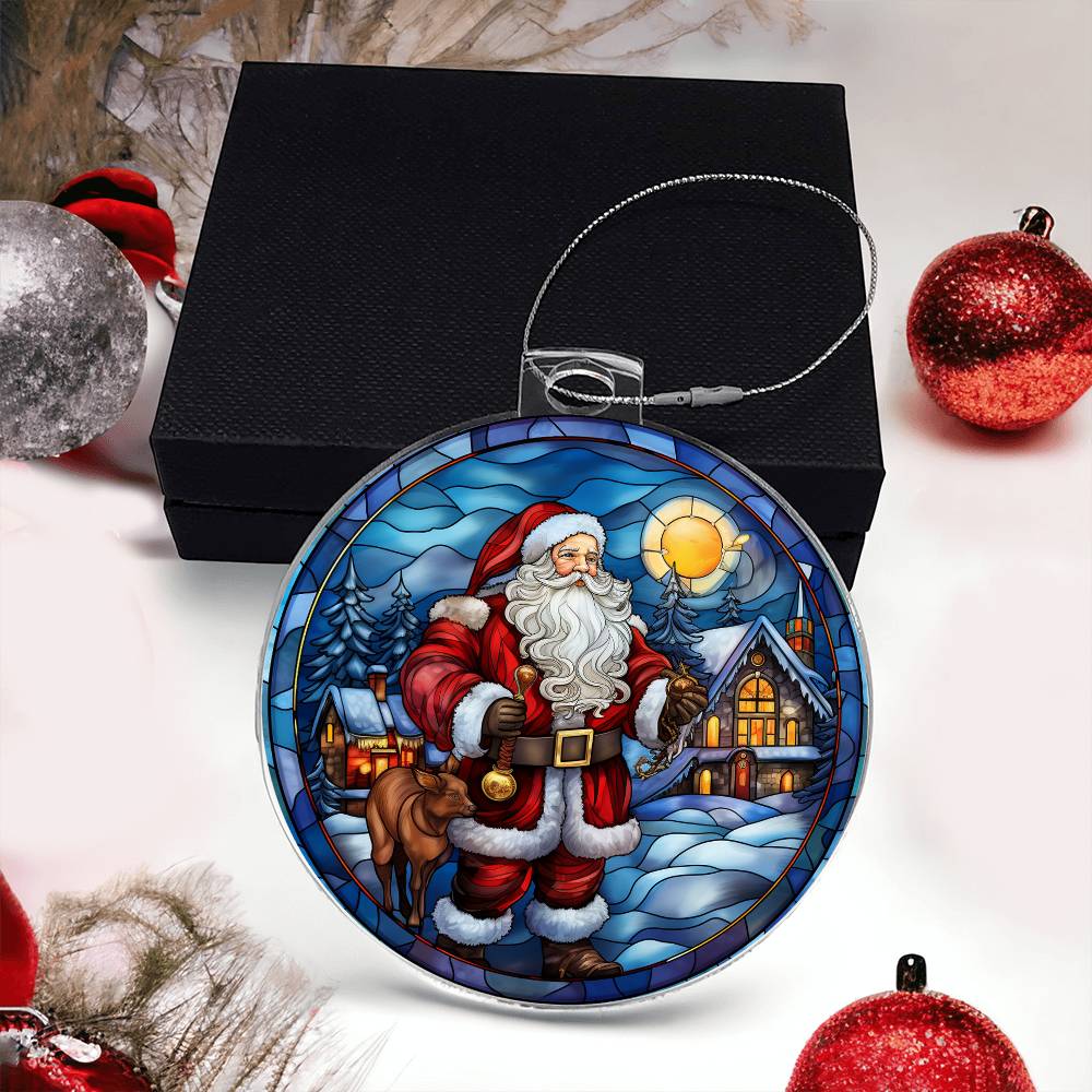 Santa Treking Christmas Ornament - Vintage-Inspired