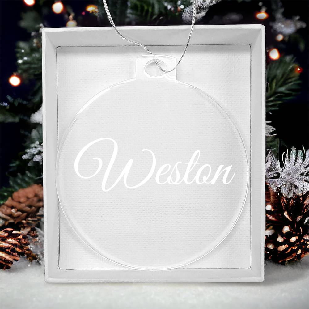 Personalized Family Name Clear Ornament