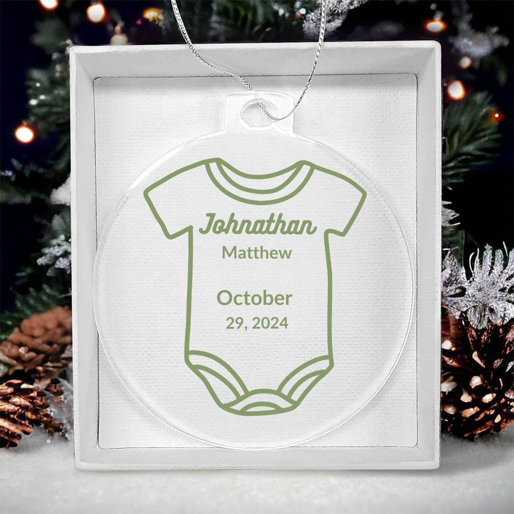 Personalized Baby Onsie Ornament - Baby Johnthan 1st Year