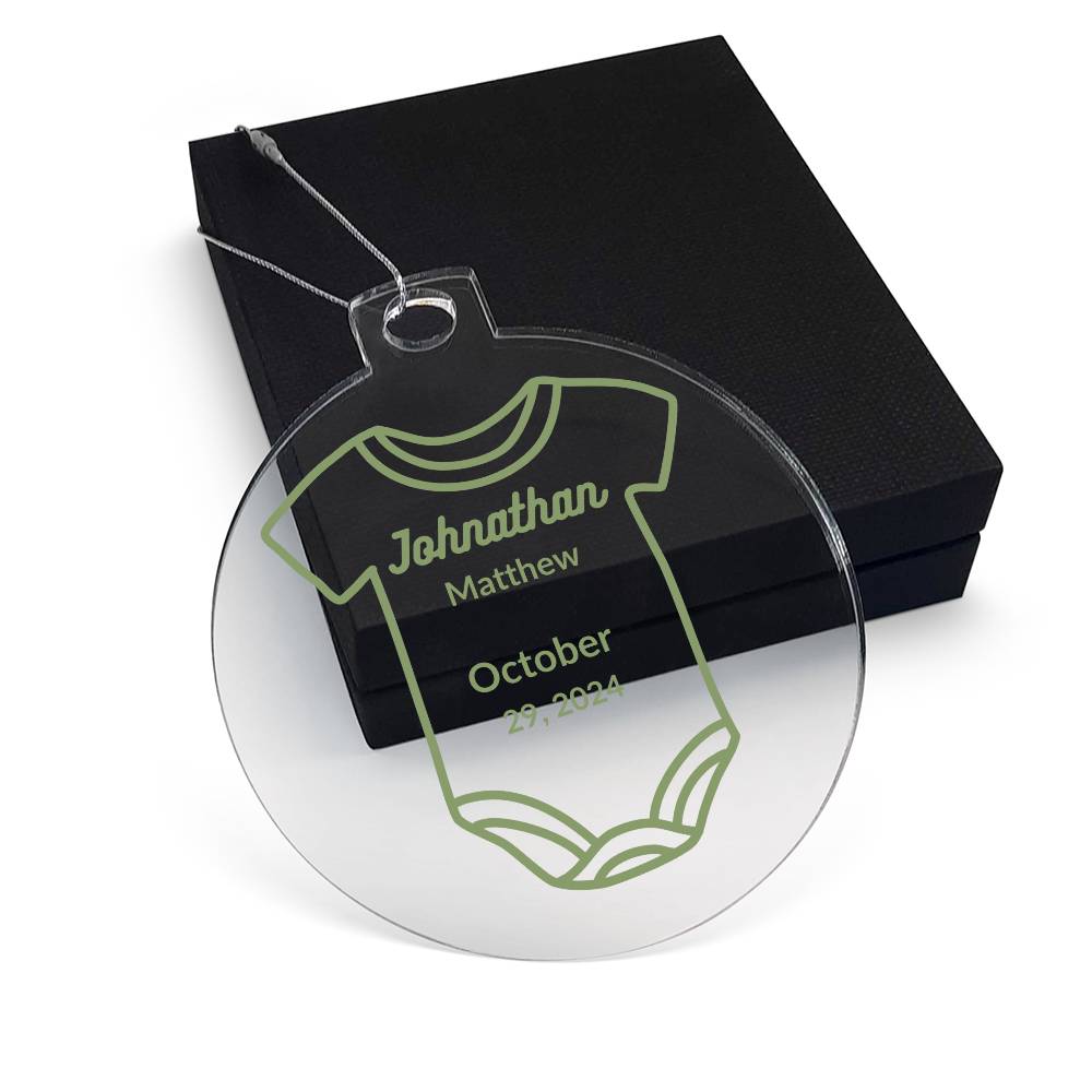 Personalized Baby Onsie Ornament - Baby Johnthan 1st Year