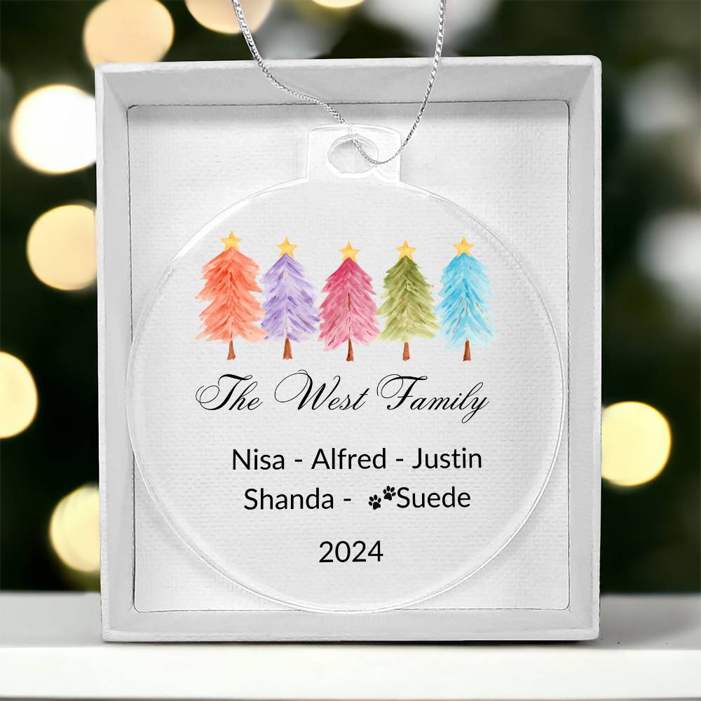 Personalized Colorful Trees Family Christmas Ornament - 2024