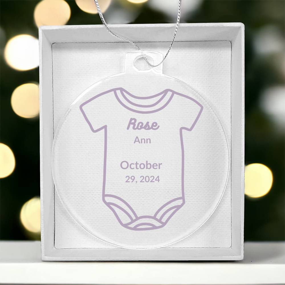 Personalized Baby Onsie Ornament - Baby Rose 1st Year