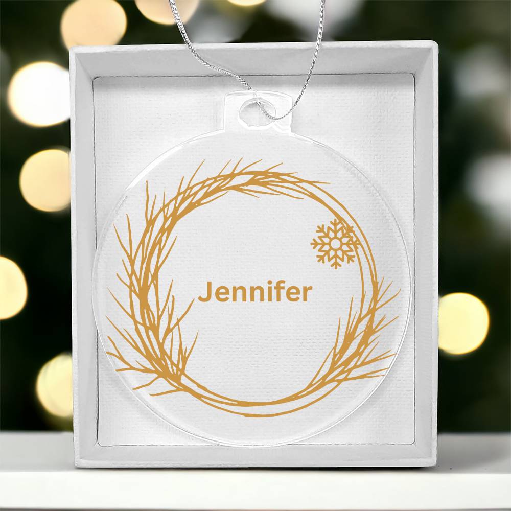 Personalized Name Christmas Tree Ornament - Golden Branches