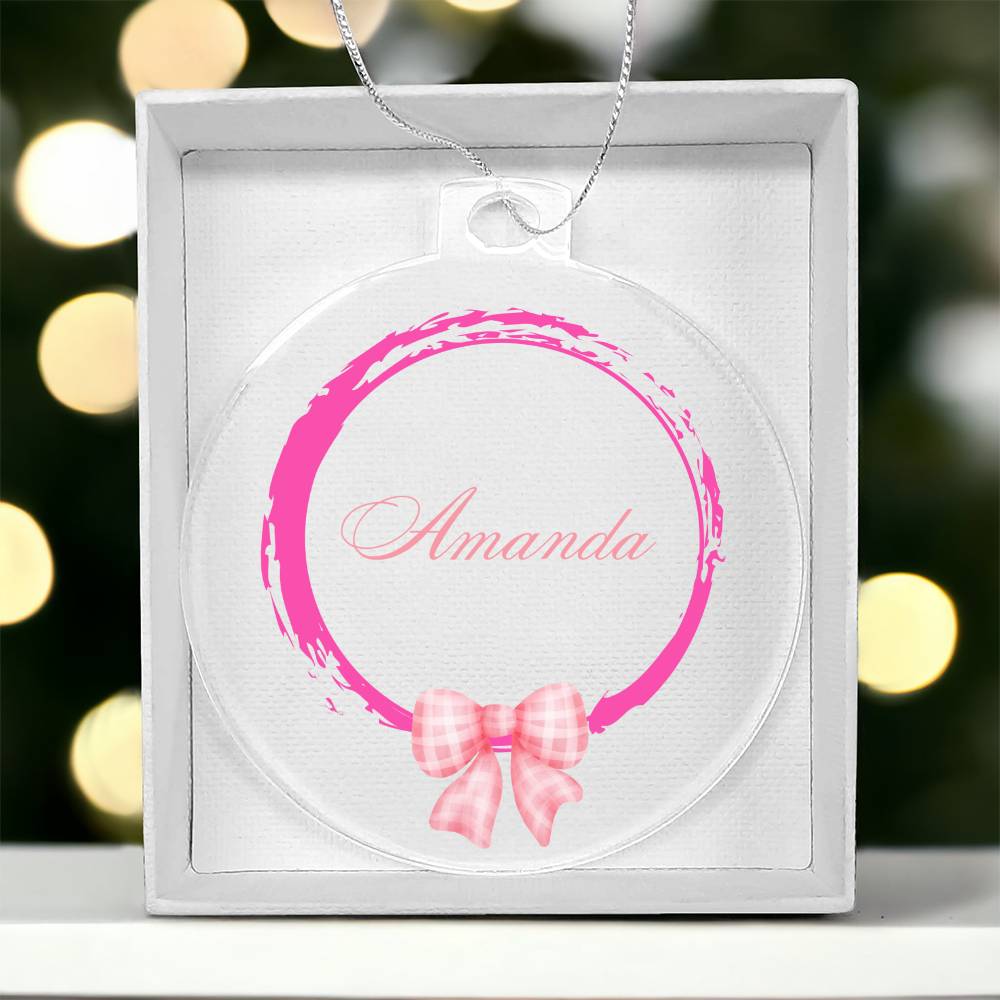 2023 Keepsake Personalized Name Ornament - Pink Bow