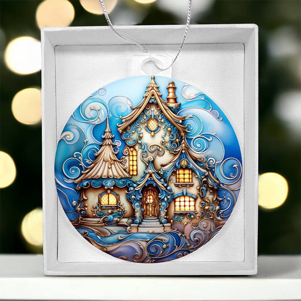 Blue Artic House Christmas Ornament - Vintage Inspired