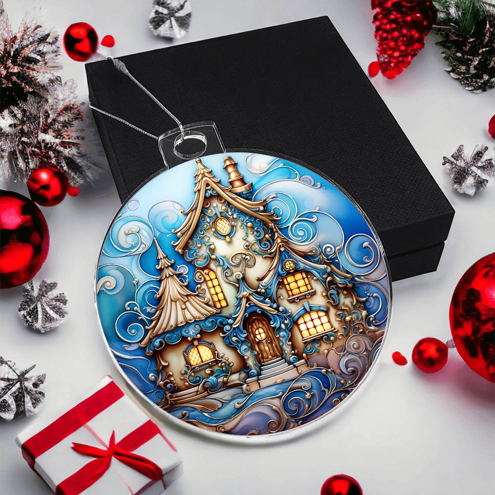 Blue Artic House Christmas Ornament - Vintage Inspired