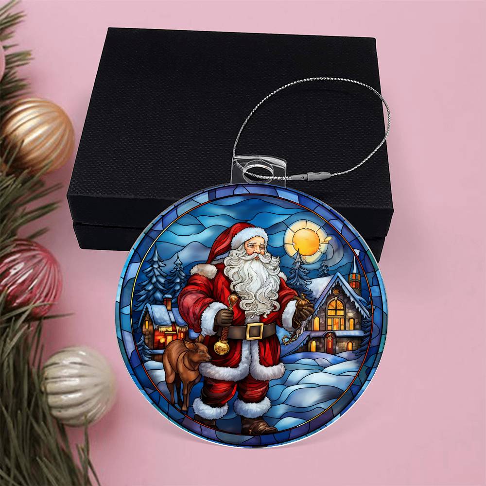 Santa Treking Christmas Ornament - Vintage-Inspired