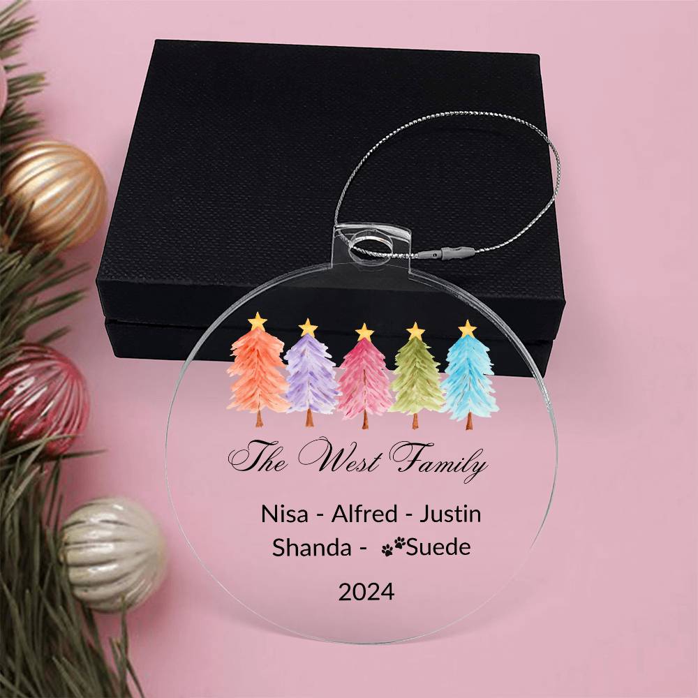 Personalized Colorful Trees Family Christmas Ornament - 2024