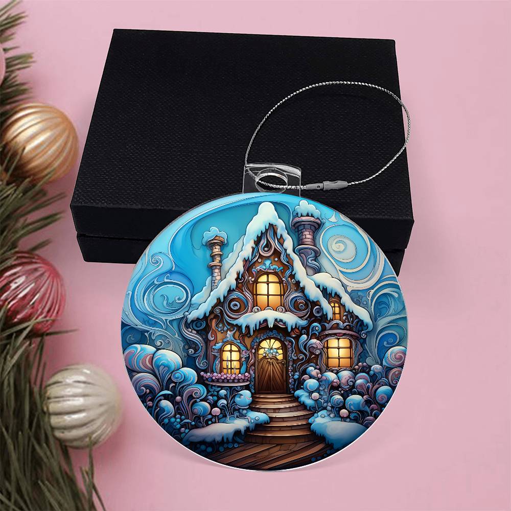 Snowy House Christmas Ornament - Vintage-Inspired