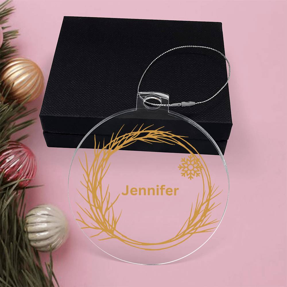 Personalized Name Christmas Tree Ornament - Golden Branches