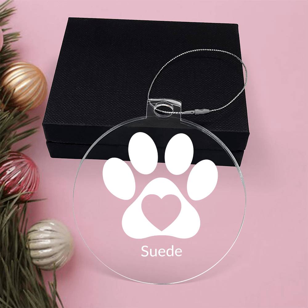 Paw Print White - Acrylic Christmas Ornament