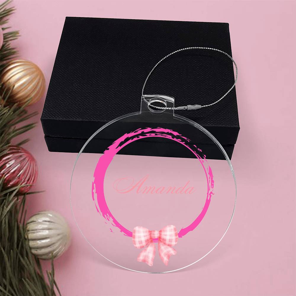 2023 Keepsake Personalized Name Ornament - Pink Bow