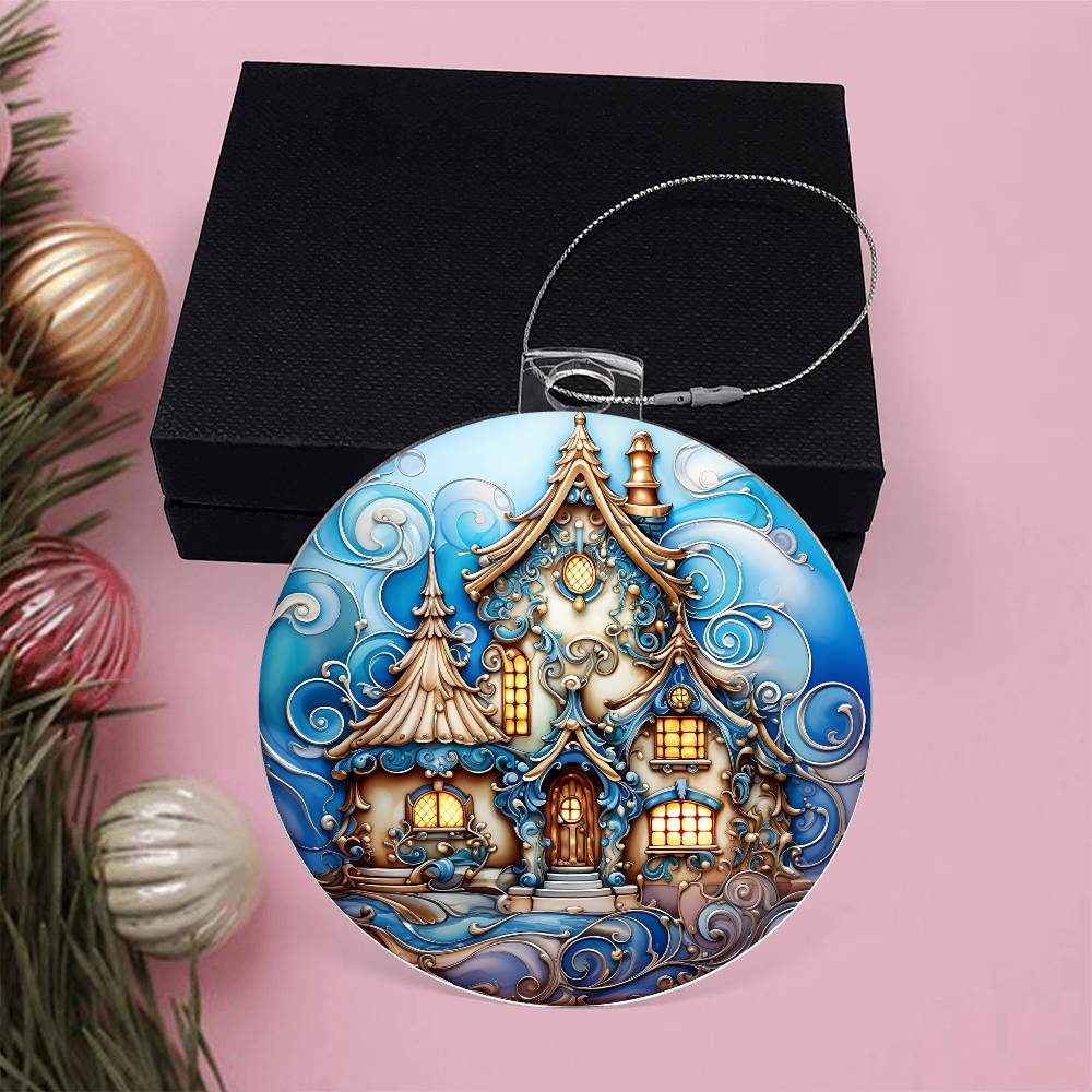 Blue Artic House Christmas Ornament - Vintage Inspired