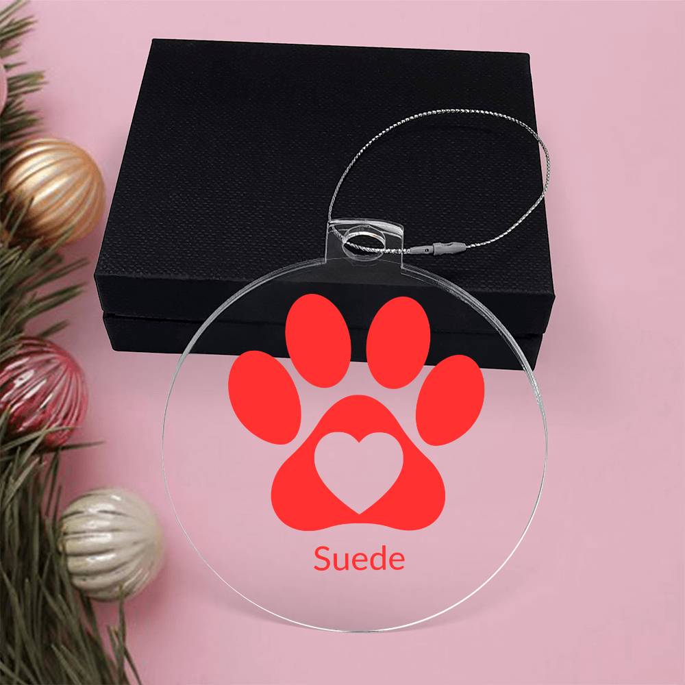 Paw Print Red - Acrylic Christmas Ornament