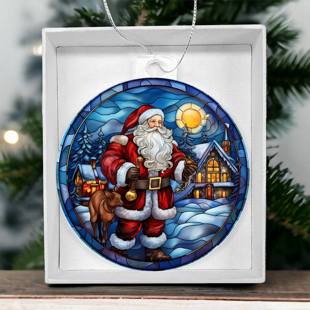 Santa Treking Christmas Ornament - Vintage-Inspired