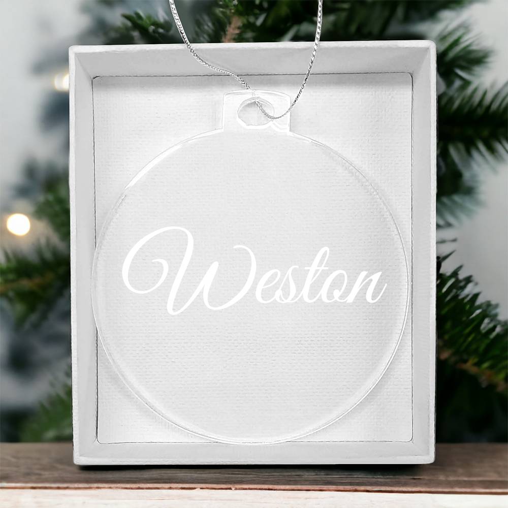 Personalized Family Name Clear Ornament