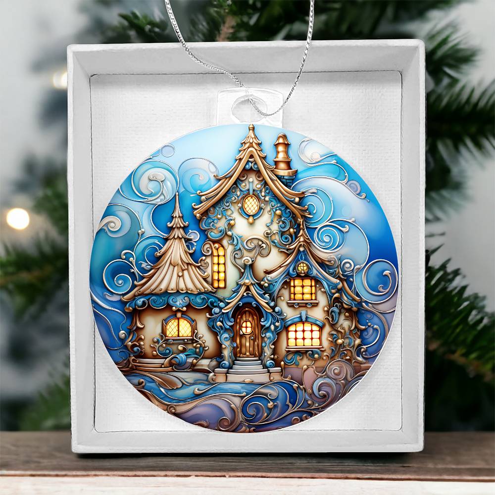 Blue Artic House Christmas Ornament - Vintage Inspired