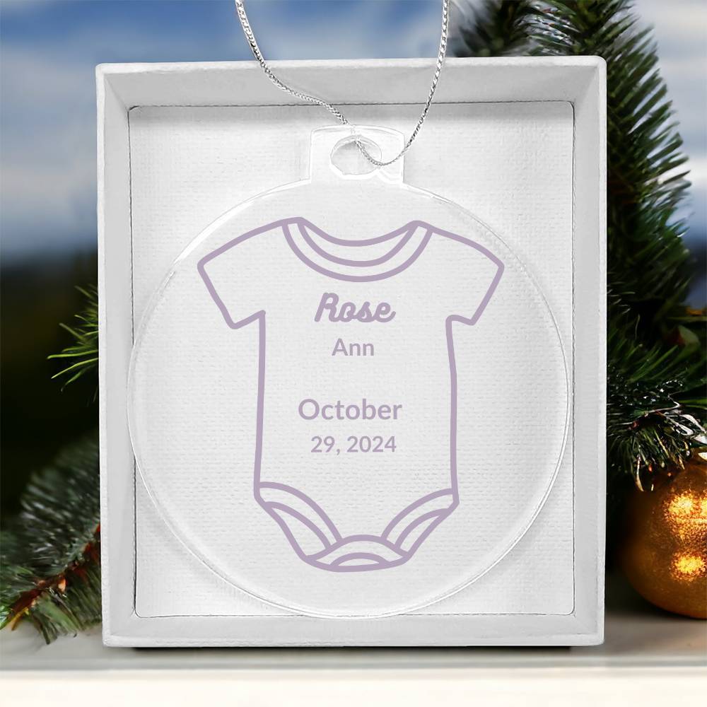 Personalized Baby Onsie Ornament - Baby Rose 1st Year