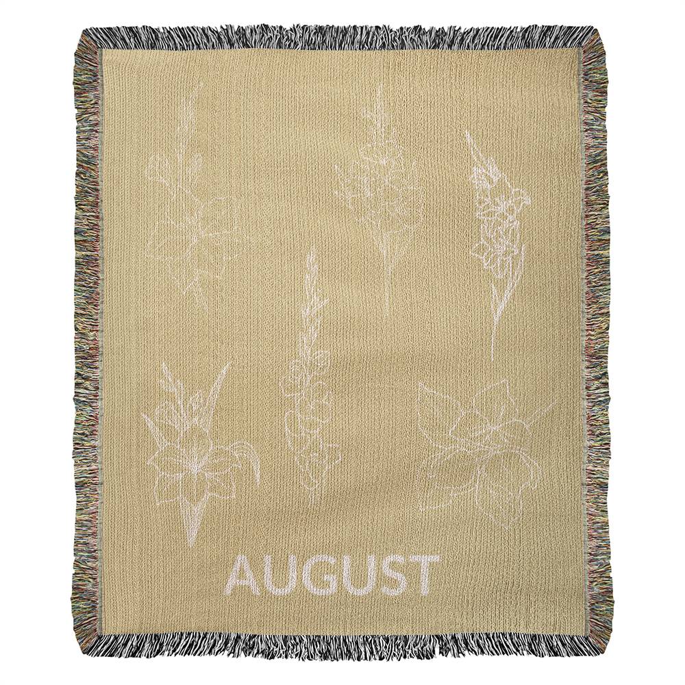 Yellow - August - Gladiolus Heirloom Birth Month Flower Woven Blanket