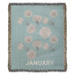 Heirloom Birth Month Flower Woven Blanket - January - Aqua - Carnation