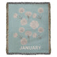 Heirloom Birth Month Flower Woven Blanket - January - Aqua - Carnation
