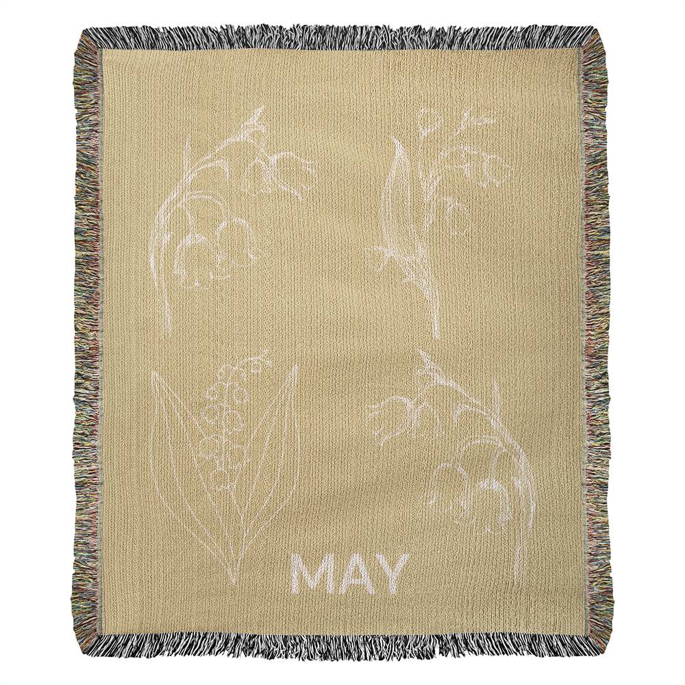 Yellow - May - Lily of the Valley Heirloom Birth Month Flower Woven Blanket