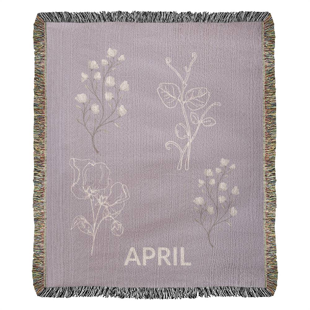 Plum - April - Sweet Pea Heirloom Birth Month Flower Woven Blanket