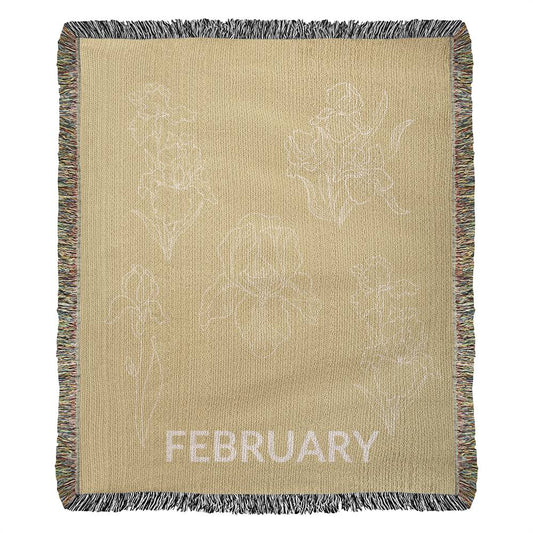 Yellow - February - Carnation Heirloom Birth Month Flower Woven Blanket