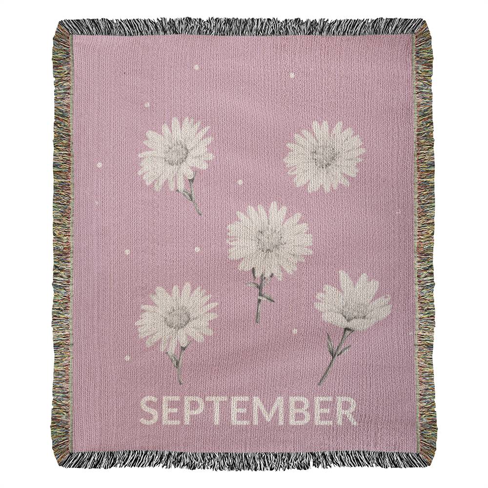 Rose - Septemberr - Aster Heirloom Birth Month Flower Woven Blanket