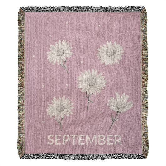 Rose - Septemberr - Aster Heirloom Birth Month Flower Woven Blanket