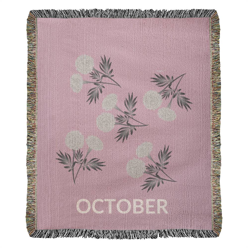 Rose - October - Marigold Heirloom Birth Month Flower Woven Blanket