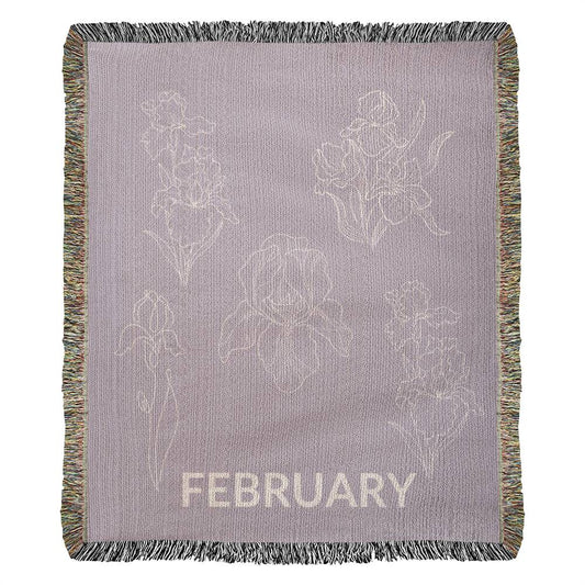 Plum - February - Iris Heirloom Birth Month Flower Woven Blanket