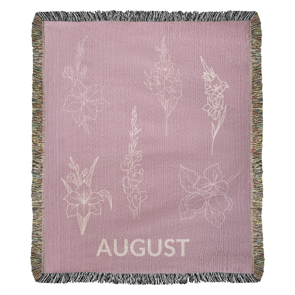 Rose - August - Gladiolus Heirloom Birth Month Flower Woven Blanket