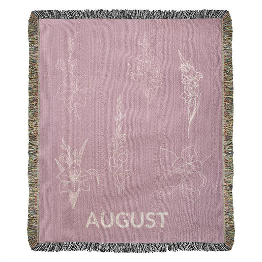 Rose - August - Gladiolus Heirloom Birth Month Flower Woven Blanket