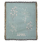 Aqua - April - Sweet Pea Heirloom Birth Month Flower Woven Blanket