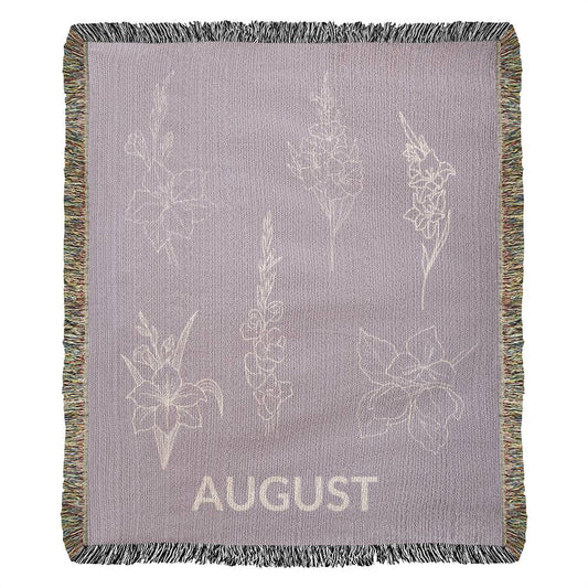 Plum - August - Gladiolus Heirloom Birth Month Flower Woven Blanket