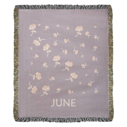 Plum - June - Roses Heirloom Birth Month Flower Woven Blanket