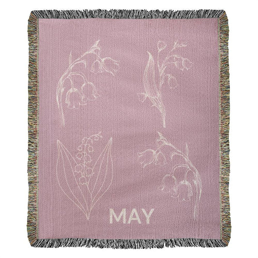 Rose - May - Lily of the Valley Heirloom Birth Month Flower Woven Blanket