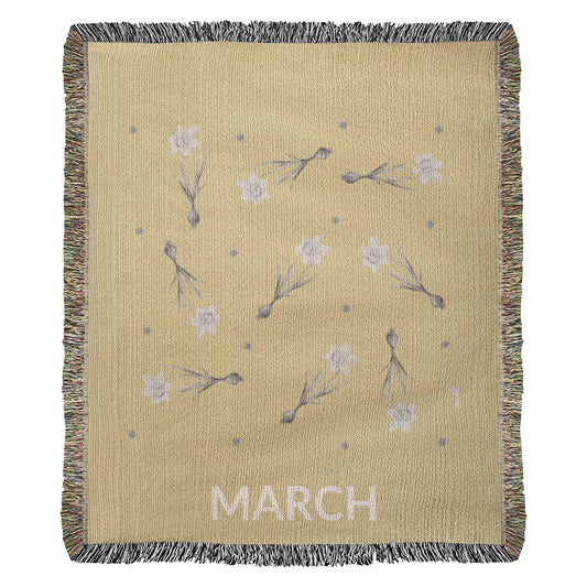 Yellow - March - Daffodil Heirloom Birth Month Flower Woven Blanket