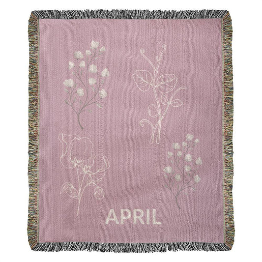 Rose - April - Sweet Pea Heirloom Birth Month Flower Woven Blanket