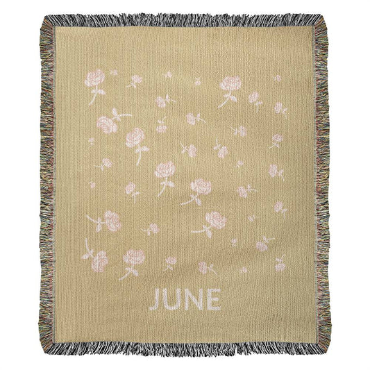 Yellow - June - Roses Heirloom Birth Month Flower Woven Blanket