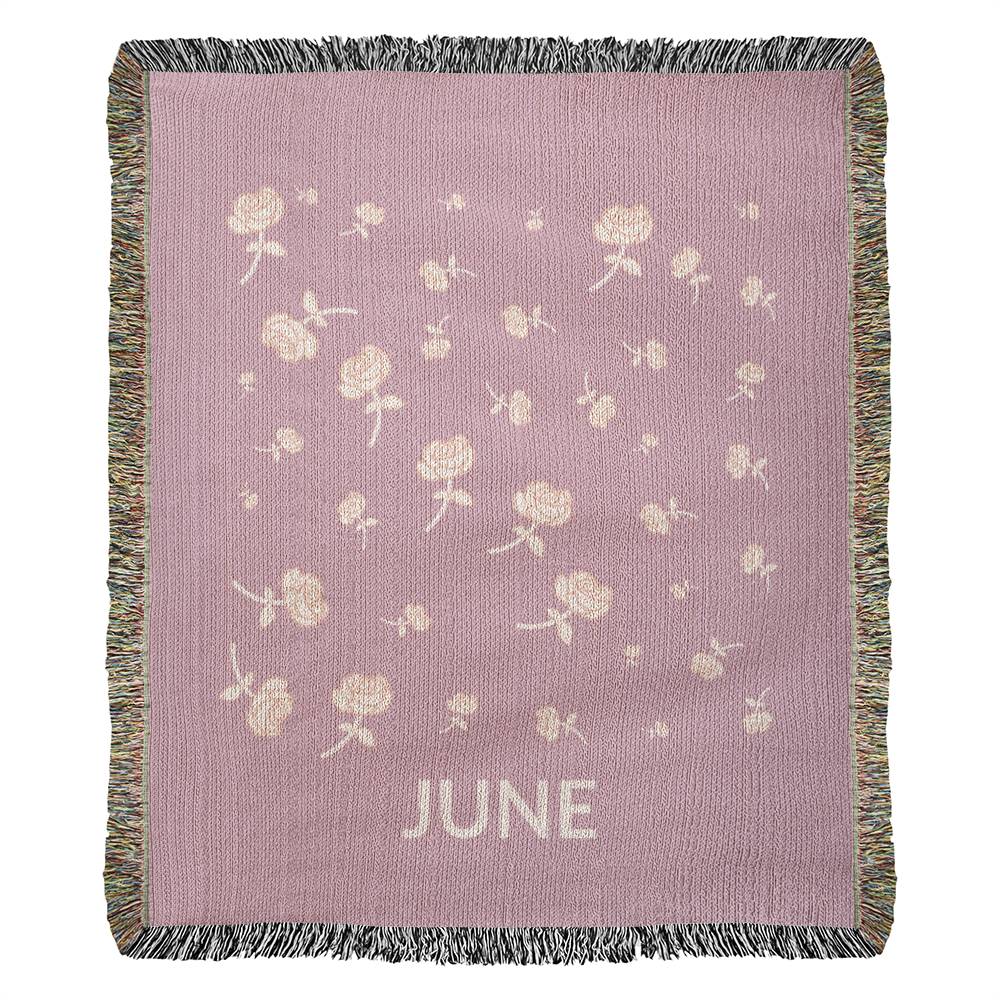 Heirloom Birth Month Flower Woven Blanket - June - Rose