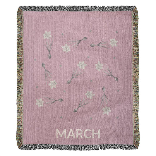 Rose - March - Daffodil Heirloom Birth Month Flower Woven Blanket