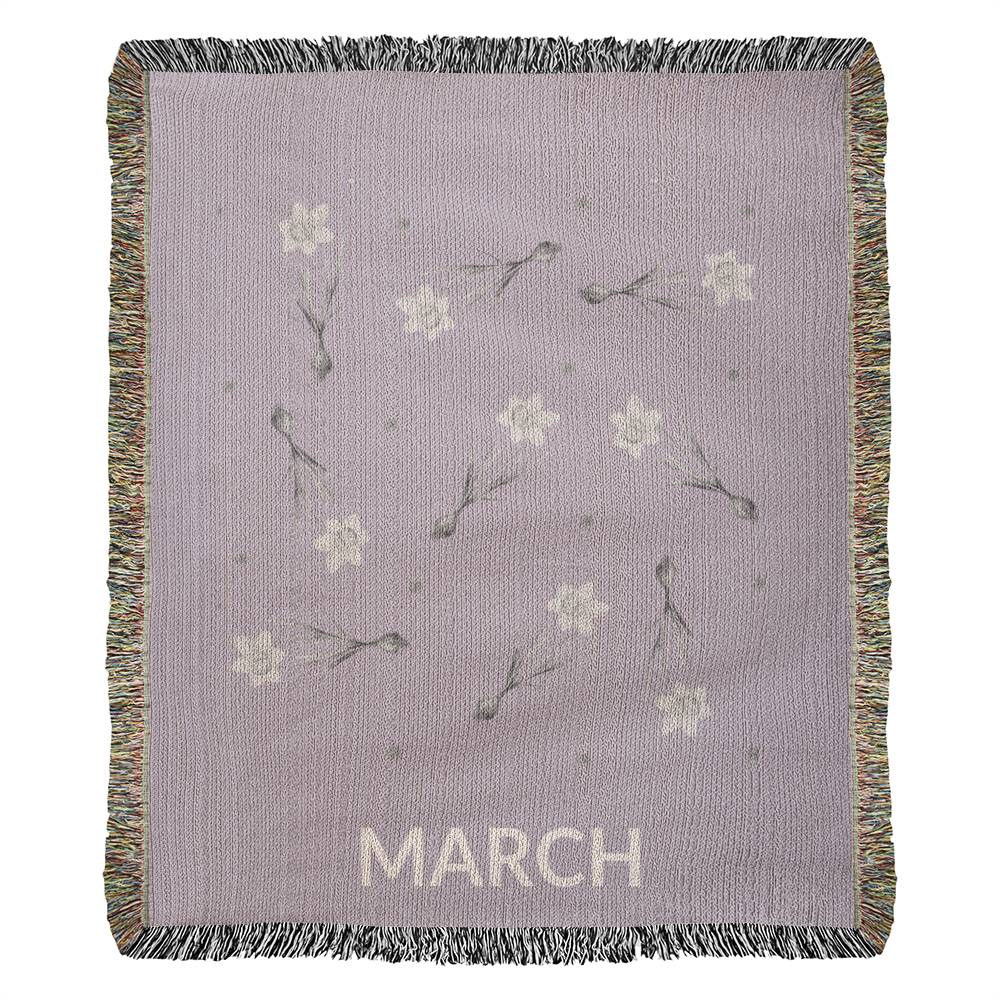 Plum - March - Daffodil Heirloom Birth Month Flower Woven Blanket