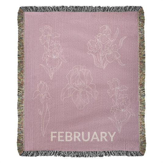 Rose - February - Iris Heirloom Birth Month Flower Woven Blanket