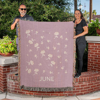 Heirloom Birth Month Flower Woven Blanket - June - Rose