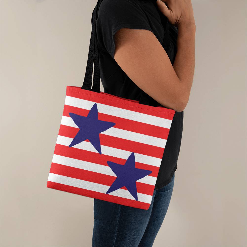 Blue Stars and Red Stripes Canvas Tote