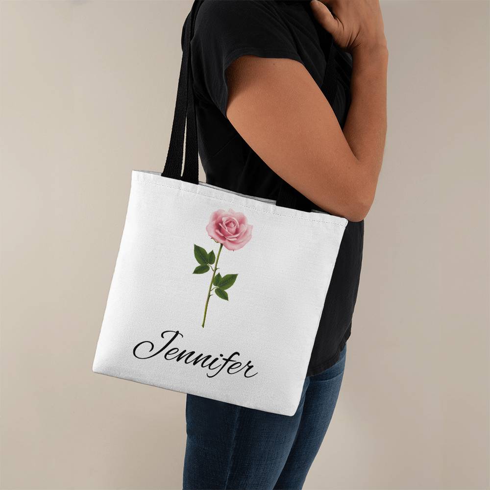 Personalized Birth Month Flower Classic Canvas Tote Bag with Matching Makeup Bag