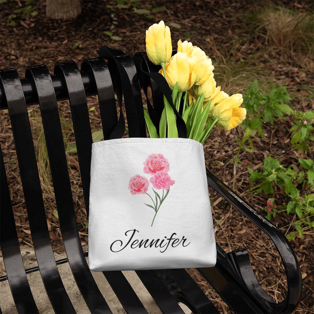 January - Personalized Birth Month Flower Classic Canvas Tote Bag